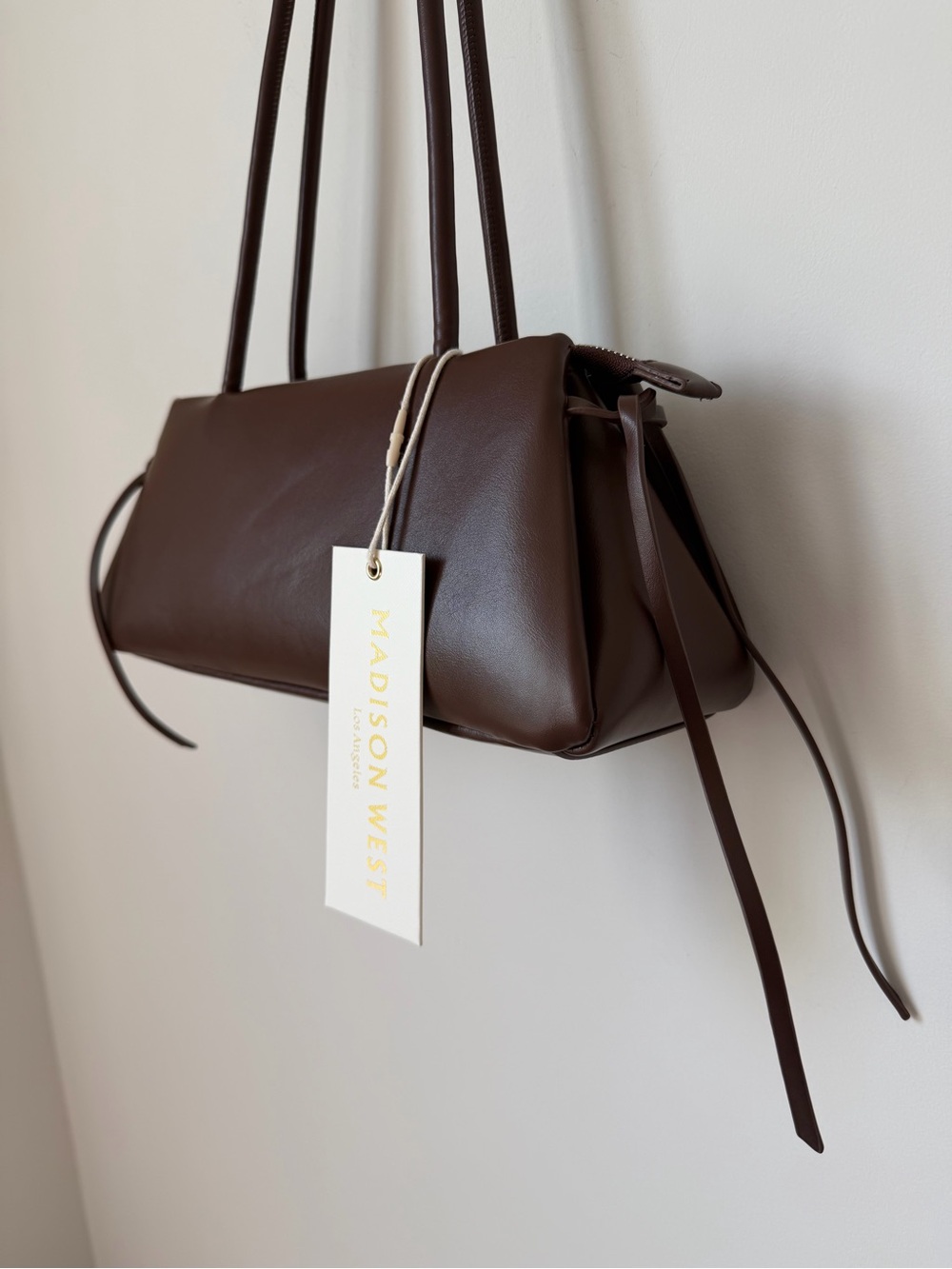 Dark Brown east west leather Shoulder Bag - Picture 6 of 7